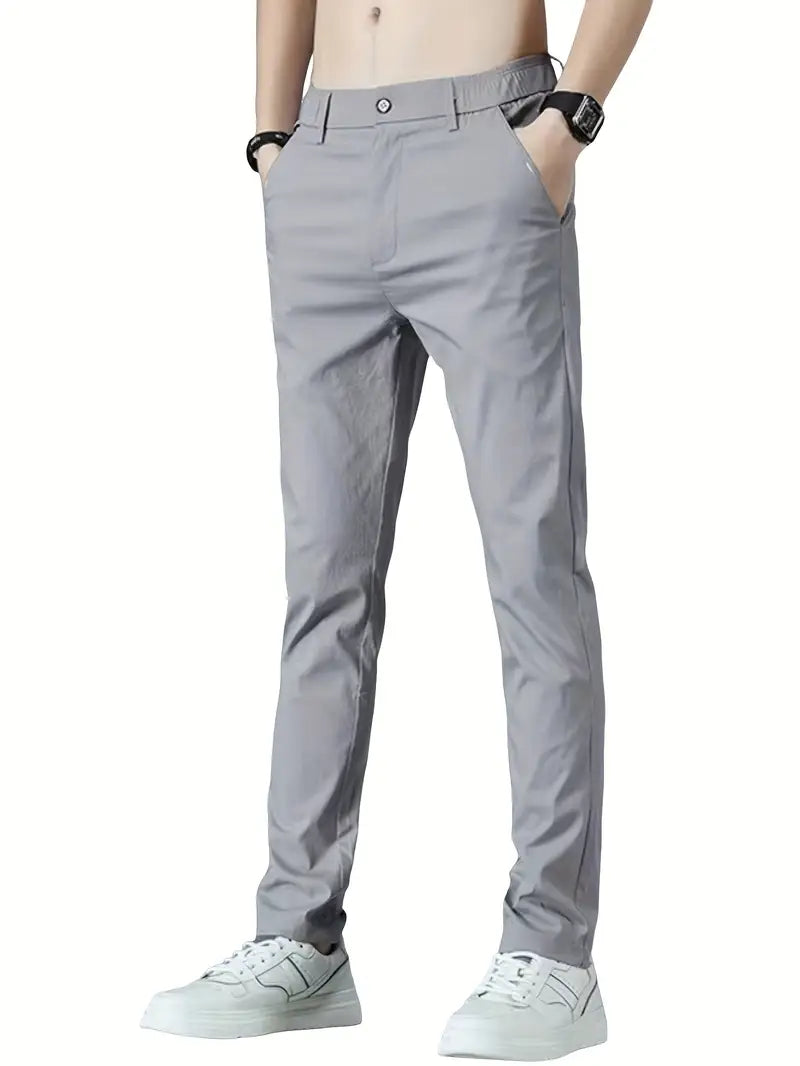 Men’s Light Gray Summer Suit Pants – Office & Travel Ready