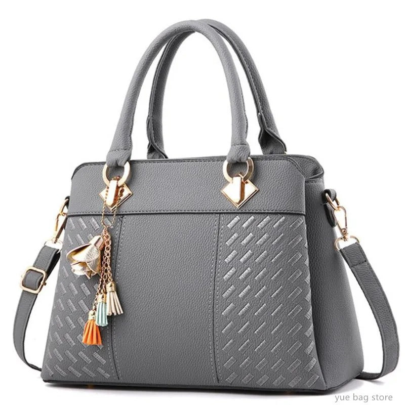 Black Tassel PU Leather Tote