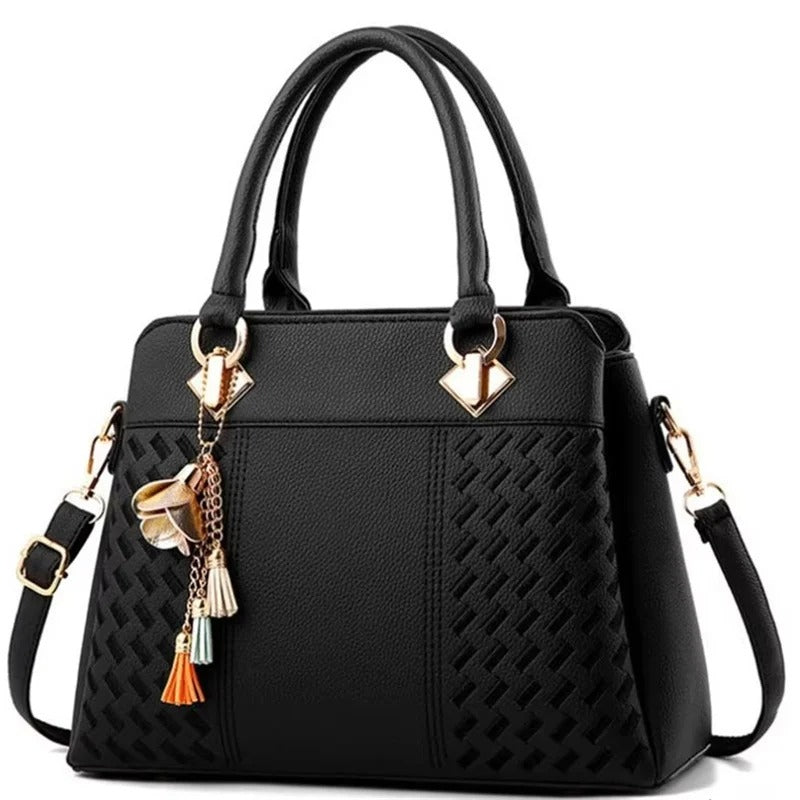Black Tassel PU Leather Tote