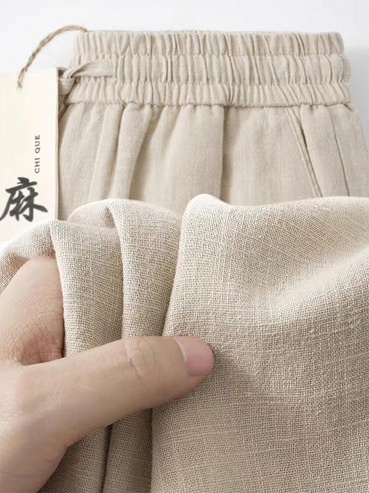 Men's Cotton Linen Wide-Leg Trousers