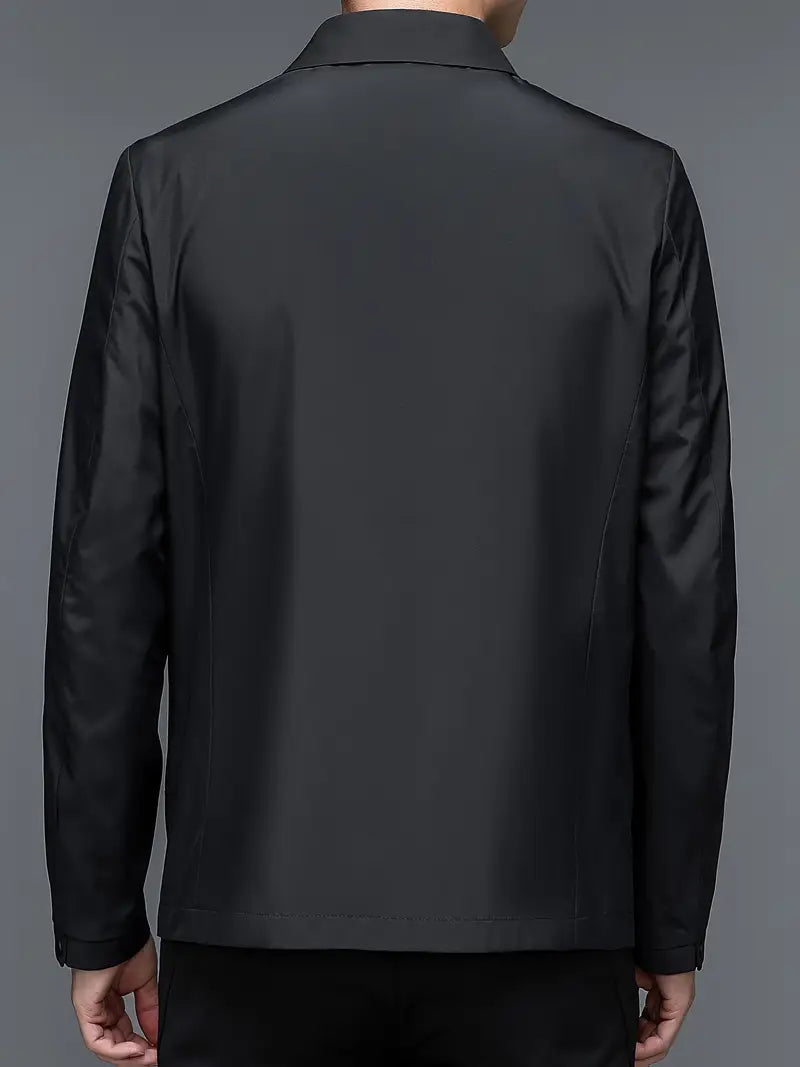 Men's Lightweight Casual Zip-Up Jacket with Lapel Collar