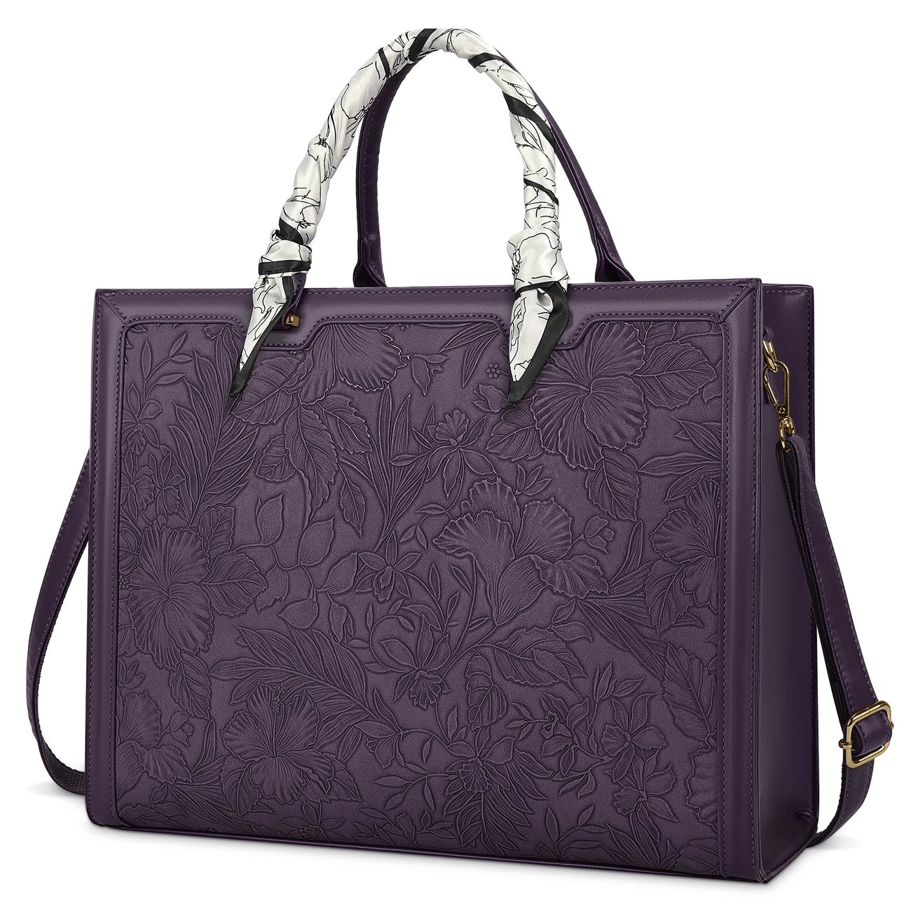 Women's Business Office Briefcase Large Capacity Handbag Shoulder Bag Suntan