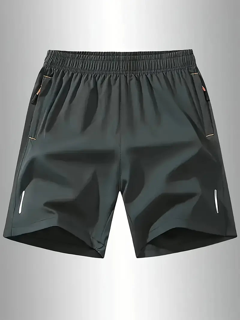Men's Olive Green Athletic Shorts with Zipper Pockets