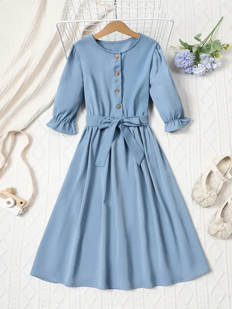 Charming Tween Girl Midi Dress in Youngsters
