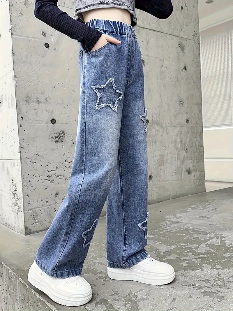 Y2K Style Five-Point Star Jeans for Girls