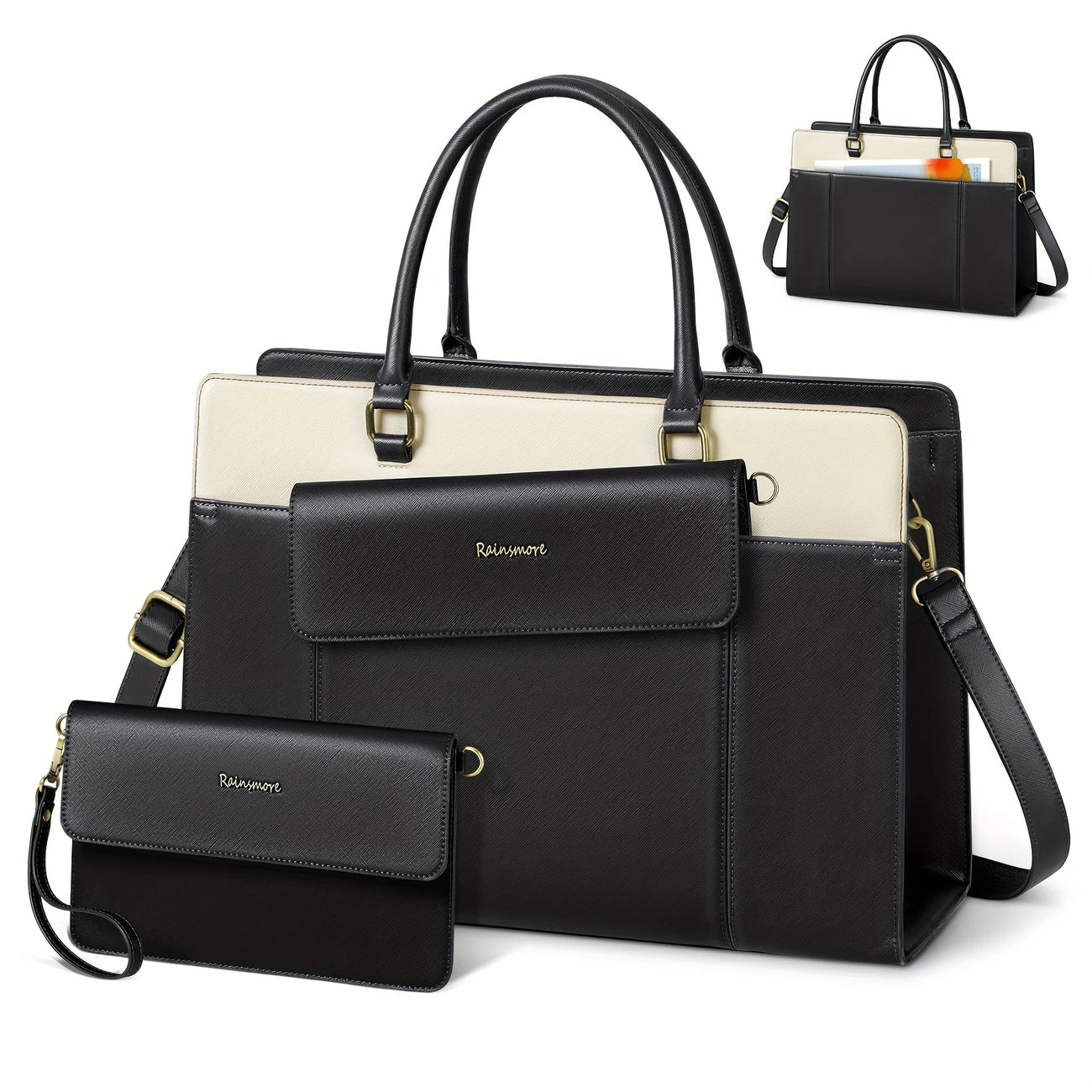 Women 15.6 Faux Leather Laptop Tote Bag Large Computer Bags Business Office