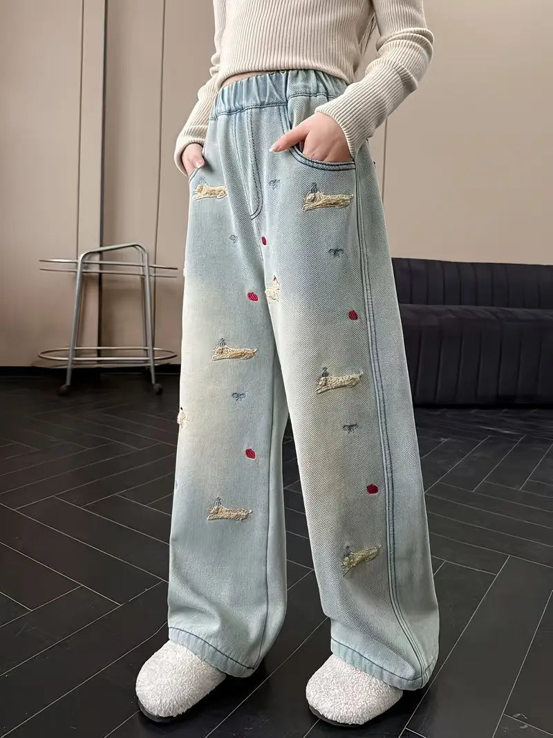 Casual Polyster Girls' Jeans