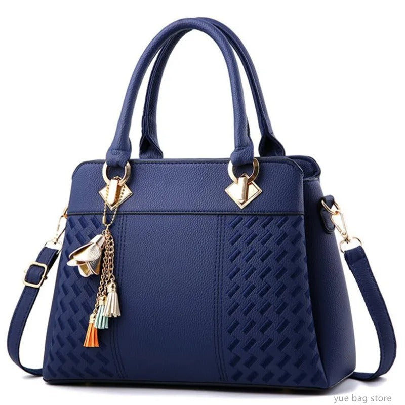 Black Tassel PU Leather Tote