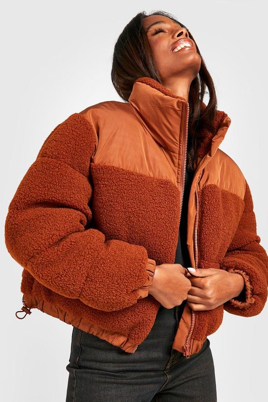 Teddy Faux Fur Panelled Puffer Jacket