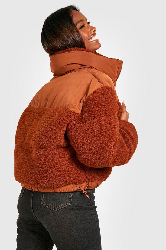 Teddy Faux Fur Panelled Puffer Jacket