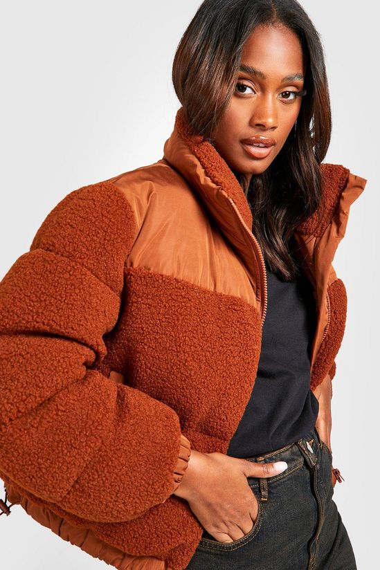 Teddy Faux Fur Panelled Puffer Jacket