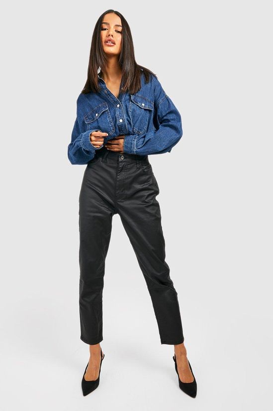 Coated High Waisted Mom Jeans