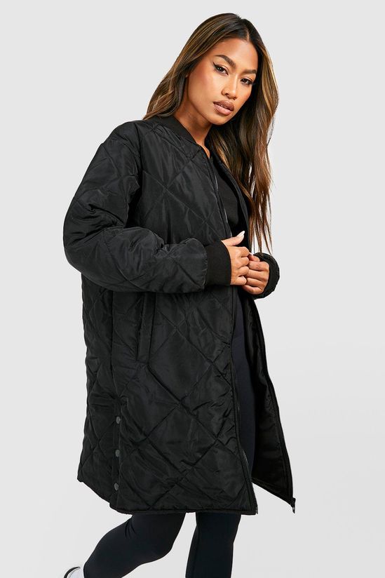 Longline Quilted Bomber Jacket