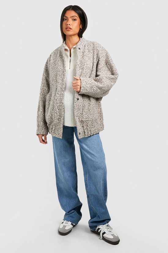 Maternity Oversized Wool Look Bomber Jacket