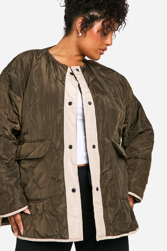 Plus Quilt Detail Oversized Jacket