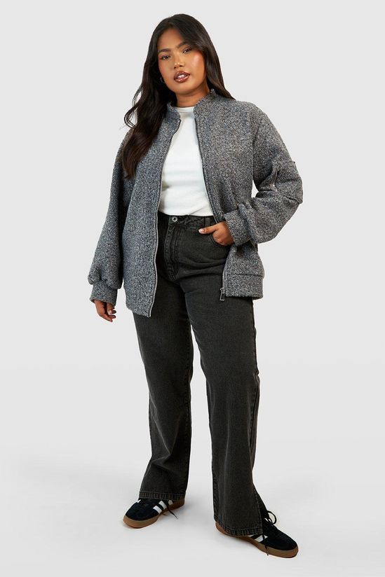 Plus Basics High Waisted Split Hem Straight Leg Jeans