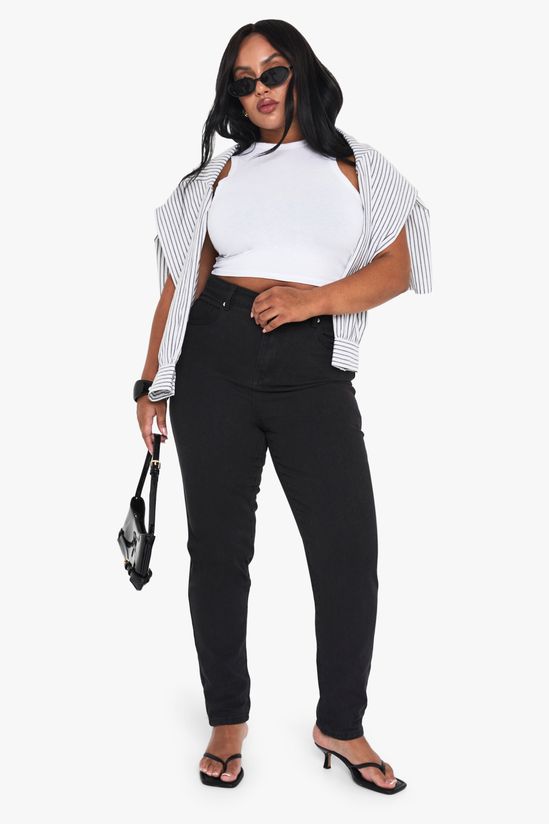 Plus High Waist Slim Mom Jeans
