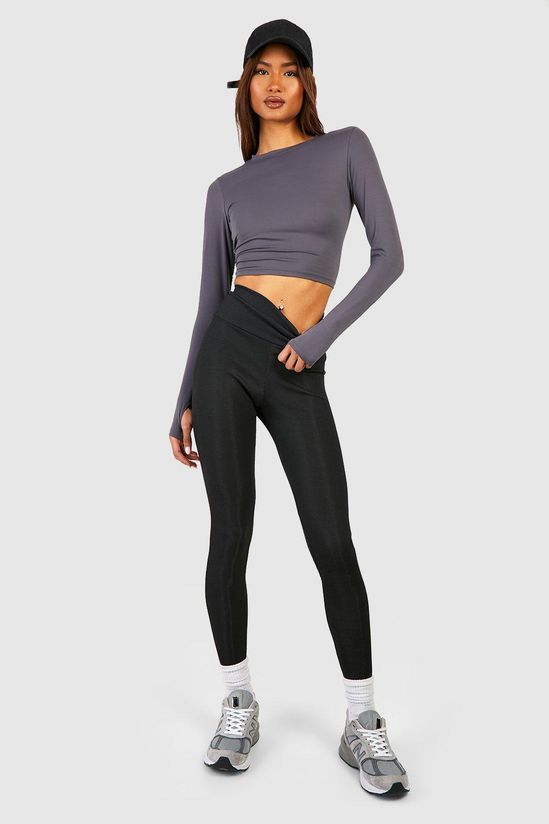 Tall Deep Waistband High Waisted Rib Leggings