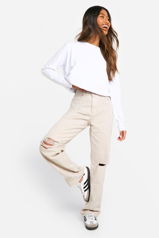 Basics Ripped Knee Boyfriend Jeans