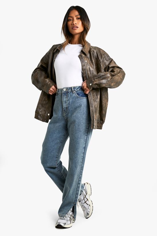 Split Hem Straight Leg Jeans