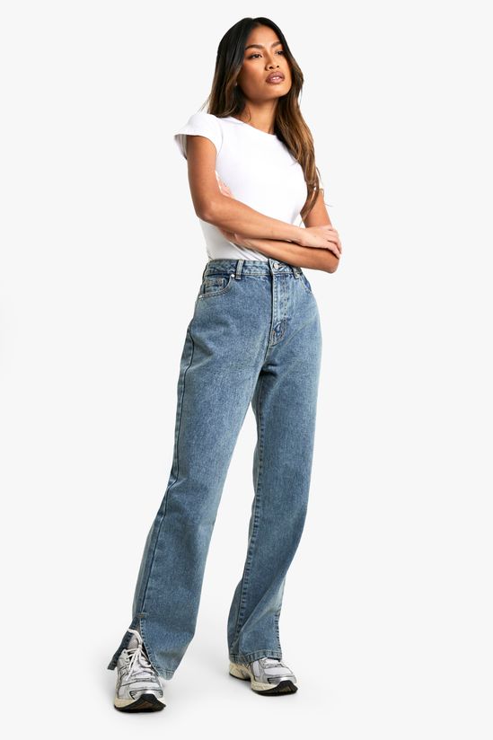 Split Hem Straight Leg Jeans