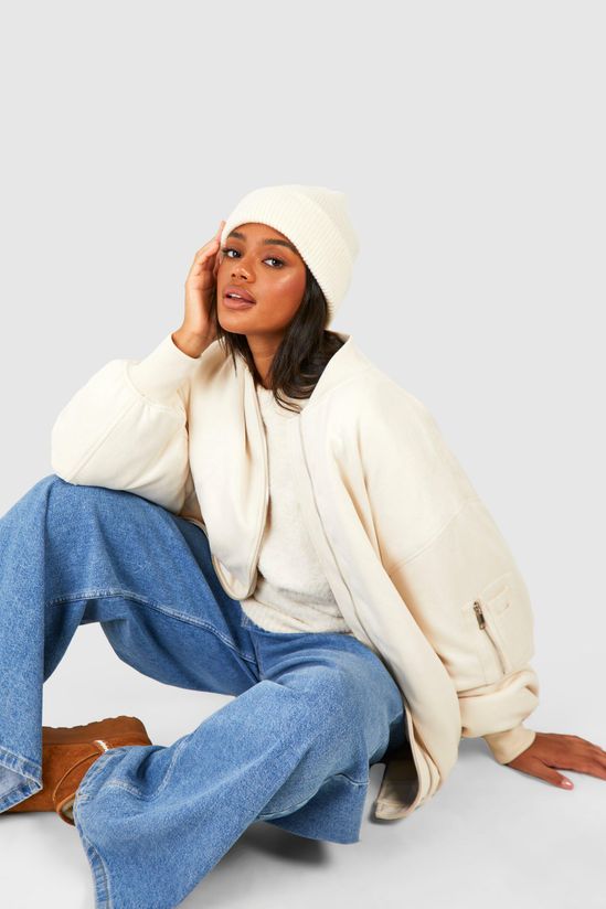 Oversized Faux Suede Bomber Jacket