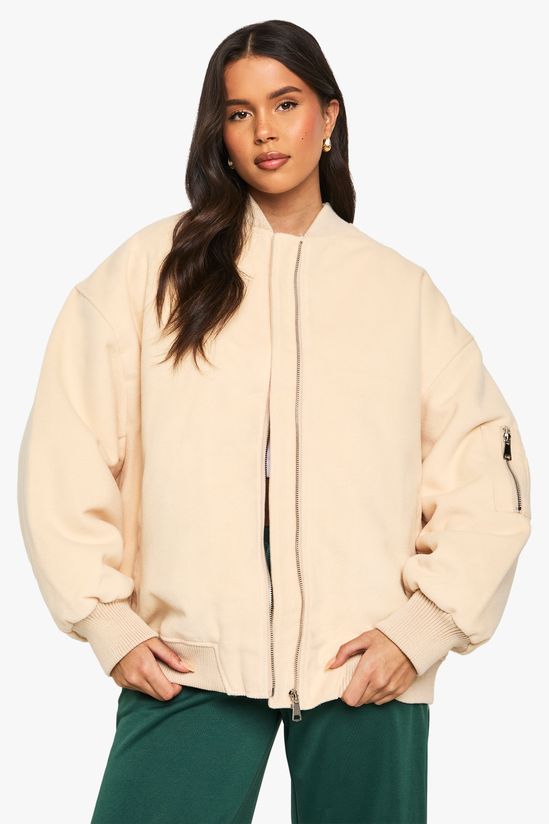 Oversized Wool Look Bomber Jacket