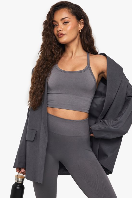 Basics Seamless Rib Longline Light Support Sports Bra