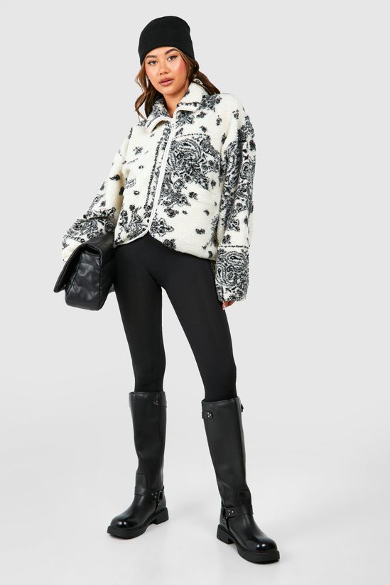 Bandana Print Teddy Jacket