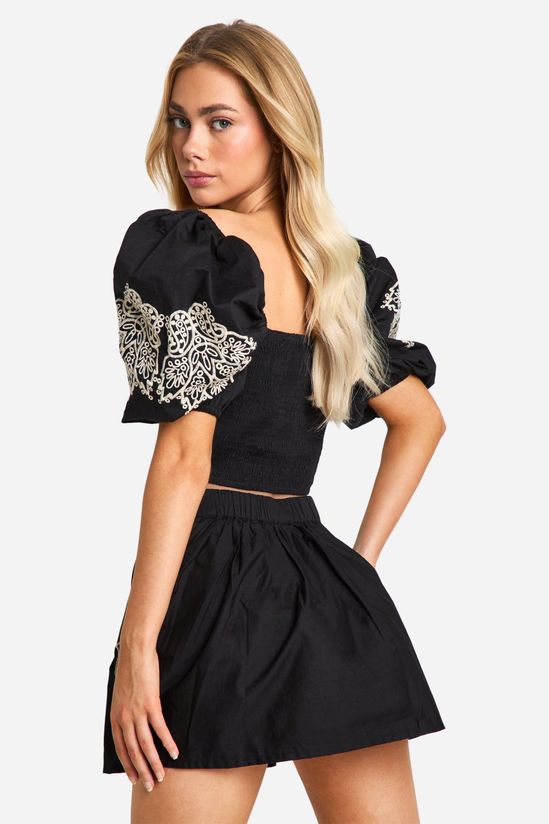 Embroidered Full Mini Skirt