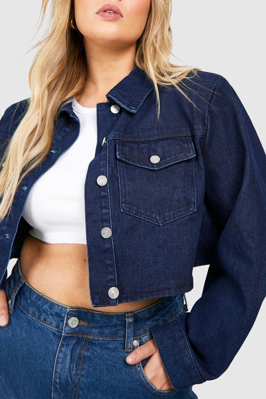 Plus Boxy Cropped Denim Jacket