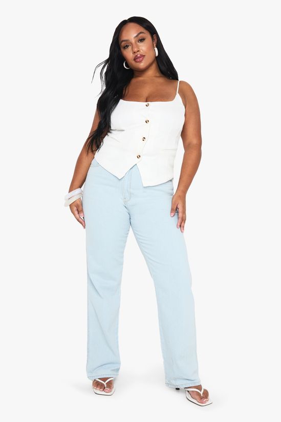 Plus Light Wash Slim Wide Leg Jean