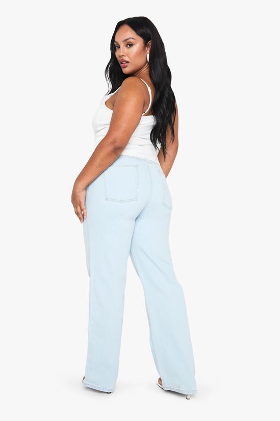 Plus Light Wash Slim Wide Leg Jean