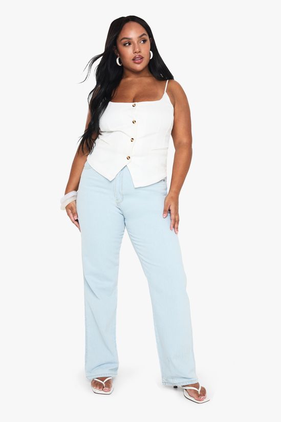 Plus Light Wash Slim Wide Leg Jean