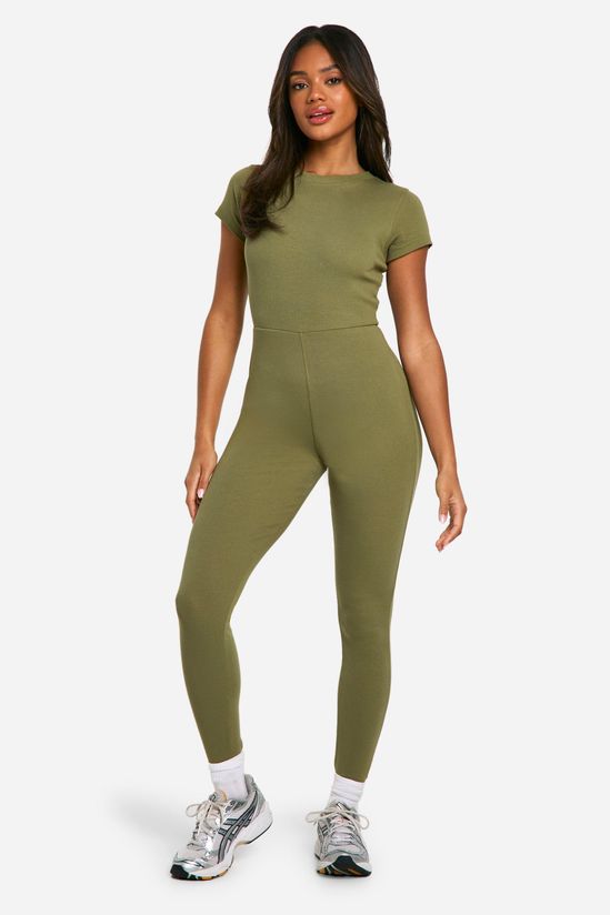 Basic Cap Sleeve Rib Unitard Jumpsuit