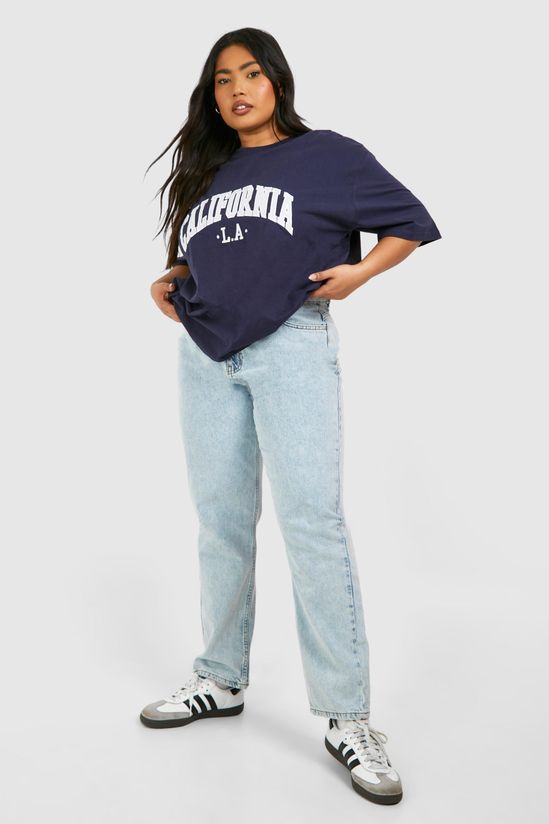 Plus Light Acid Wash Mom Jeans