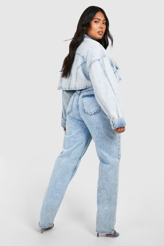 Plus Pleated At Waist Roll Hem Mom Jeans