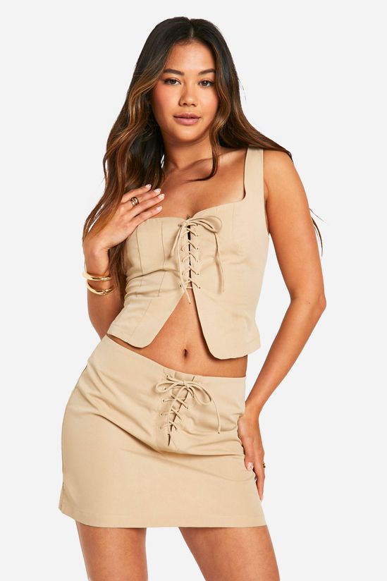 Lace Up Front Micro Mini Skirt