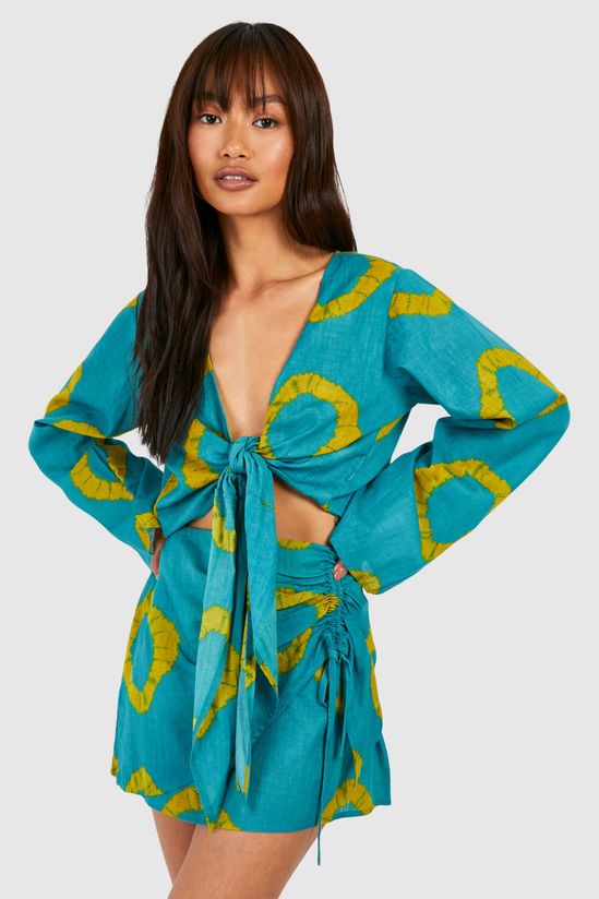 Tie Dye Ruched Mini Skirt