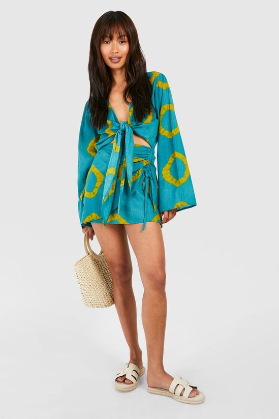 Tie Dye Ruched Mini Skirt