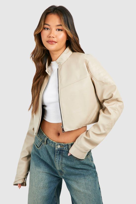 Cropped Moto Bomber Jacket