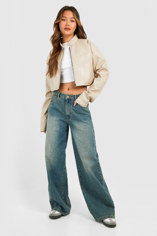 Cropped Moto Bomber Jacket