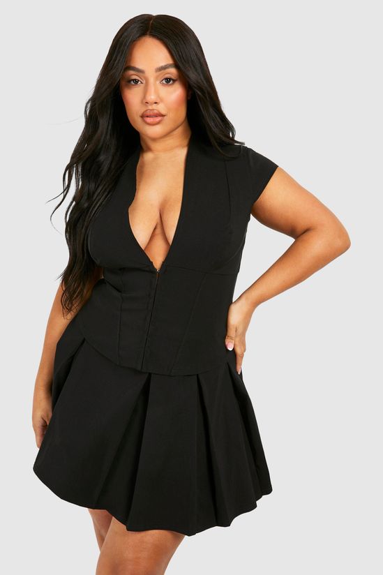 Plus Pleated Mini Skirt