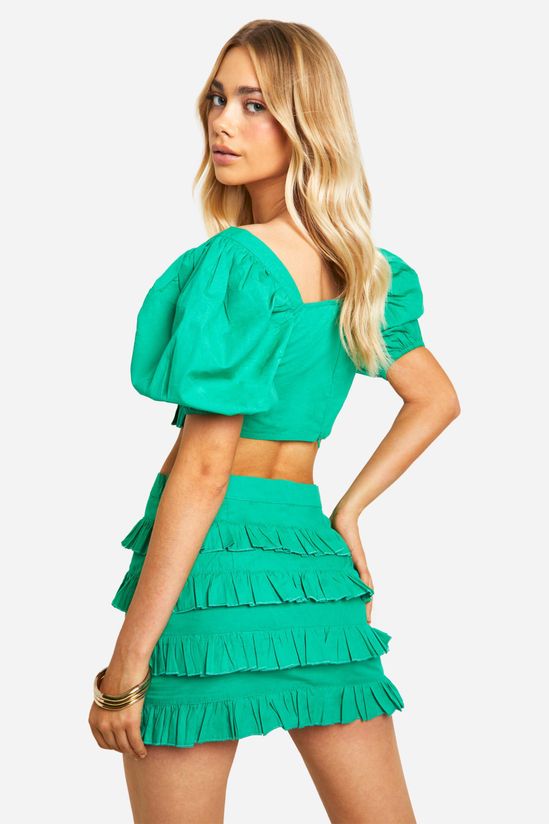 Cotton Poplin Ruffle Mini Skirt