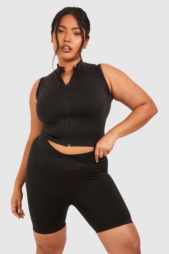 Plus Wrap Over Waistband Seamless Shorts