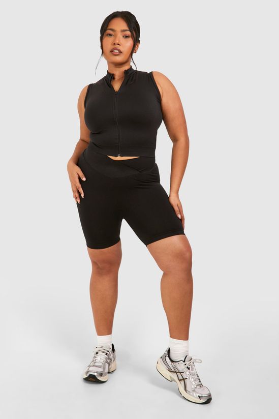 Plus Wrap Over Waistband Seamless Shorts