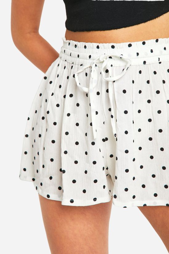 Polka Dot Cheesecloth Belted Mini Skirt