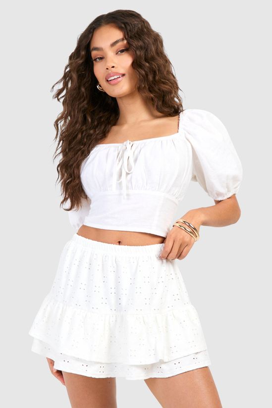 Broderie Tiered Frill Mini Skirt