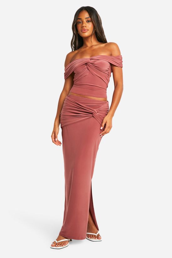 Double Slinky Knot Front Bardot Crop