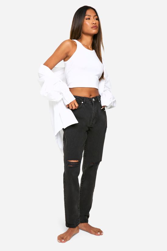 32 Inch Leg High Waisted Ripped Mom Jeans